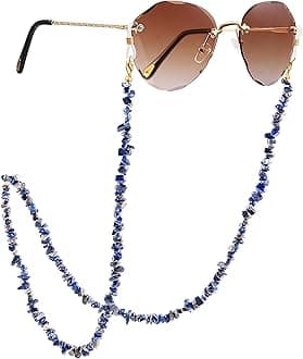PEARLADA 18K Gold Eyeglass Chain Sunglasses Strap Holder Reading Glasses Retainer Gold Beaded Chain String Cord Lanyard