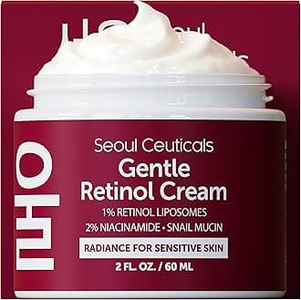 1% Korean Retinol Night Cream - 97.5% Snail Mucin + 2% Niacinamide Moisturizer for Face - Gentle K Beauty for Sensitive Skin 2oz