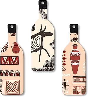 Artvibes African Warli Art Wooden Wall Hanging for Home Decor | Decoration Items for Livingroom | Art Item for Office | Decorative Mdf Wall Hanger Artwork (WH_9514N), (Set of 3)