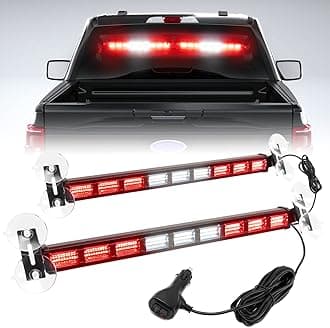 BooYu [Upgraded] Switchable 4 Colors Emergency Strobe Traffic Advisor Light Bar 162 LED Windshield 2 in 1 Visor Safety Warning Hazard Flashing Lights for Firefighter Police Truck Vehicle (Red/White)