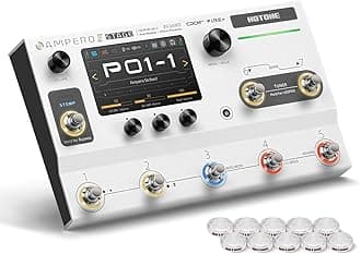 HOTONE Multi-Effects Pedal Dual Effect Chains with FX Loop MIDI I/O Stereo OTG USB Audio Interface Touch Screen Ampero II Stage(Include 10 PCS Additional Footswitch Toppers)