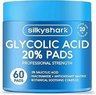 Glycolic Acid 20% Resurfacing Pads (60 Count), 20% Ultra Pure Glycolic Acid + 2% Salicylic Acid, Exfoliating Peel Pads for Face & Body, Effective Chemical with Vitamin B&C&E