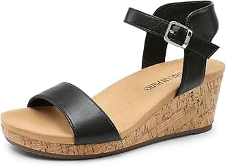 DREAM PAIRS Women's Open Toe Buckle Ankle Strap Platform Wedge Sandals