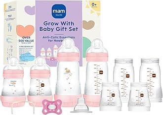 Grow with Baby 15-Piece Gift Set, Newborn 0-4 Months, Anti-Colic Bottles and Silicone Nipples SkinSoft, Essential Baby Items, Girl