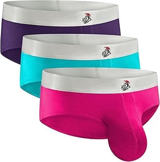 Real Men Nylon & Modal Briefs for Men – ABCD Pouch – 1, 3 & 6 Packs – Brushed Nylon & Rhino Fit – XS to 5XL, 3 Pack - Purple/Pink/Turquiose, 3XL