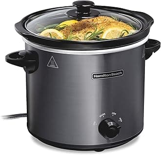 Hamilton Beach 33240 4-Quart Slow Cooker with 3 Cooking Settings, Dishwasher Safe and Glass Lid, Black
