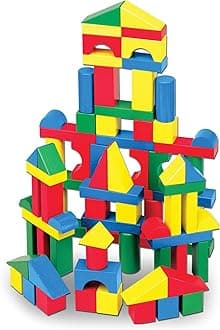 Melissa & Doug 100 Wooden Building Blocks Set − Stacking & Construction Toy for Boys & Girls | Educational Activity | Age 2+ - FSC Certified