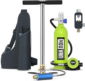 S400 Mini Scuba Tank 1.0L Scuba Tank Portable Diving Tank with On-Off Valve Reusable Underwater Breathing Pony Bottle for Underwater Exploration Emergency/Recreation