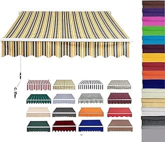 Retractable Patio Awning Replacement Fabric (Without Frame) Waterproof Shade Sun Shade Awning Cover Outdoor Patio Canopy Sunsetter Deck Awnings Polyester(A,(13x9.8ft) 4x2.9m)