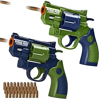 2 Pack Toy Guns for Nerf Revolver Gun - Mini Realistic Revolver Pistol Toy Blaster Gun for Boy Ages 6 7 8 9 Year Old Indoor Outdoor Present for Adult Kid Holiday Birthday
