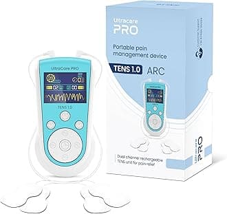 - UltraCare PRO TENS 1.0 (ARC) - TENS Machine for Physiotherapy - Joint & Muscle Pain Relief - 25 Modes 50 Intensity Levels - Rechargeable - Dual Channel - Travel Friendly - Portable & Lightweight