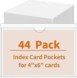 44 Pack Storage Bins Labels, 4x6 Photo Sleeves, Clear Index Card Holder, Plastic Adhesive Pockets for Tote Cards Organizing Bins Box Drawer