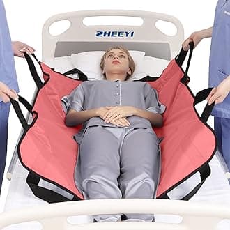 Multipurpose 43" x 36" Positioning Bed Pad with Reinforced Handles - Reusable & Washable Transfer Sheet for Turning, Lifting & Repositioning - Double-Sided Nylon Fabric, Pink