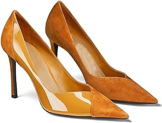 Coutgo Womens Pointed Toe High Heels Pumps Patent Suede Stiletto Heel Slip on Office Party Wedding Dress Shoes