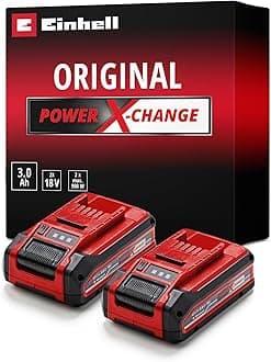 Einhell Original 3 Ah Power X-Change Plus Twin Pack (18 V, Li-Ion, Universal Use for All PXC Devices, Charge Level Control, Includes 2 x 3 Ah Batteries, without Charger)