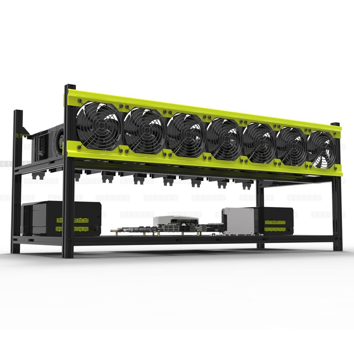 V3D 8-GPU Mining Case Aluminum Stackable Mining Rig Open Air Frame Case with Fan Mount - Ethereum(ETH,ETC)/ZCash(ZEC)/Monero(XMR)/Bitcoin(BTC)/Siacoin(SC)