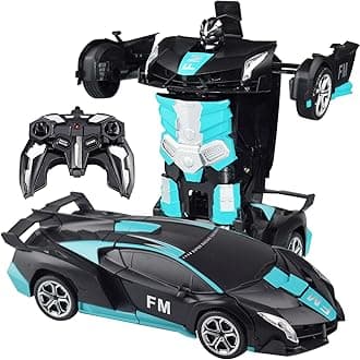 Remote Control Car Transform Robot Car, One Click Deformation, 2.4Ghz Anti-Jamming, 360 Degree Rotation Drift, Christmas Birthday Gift Toys for 3,4,5,6,7,8 Years Old Boys Girls (Frosted Blue)