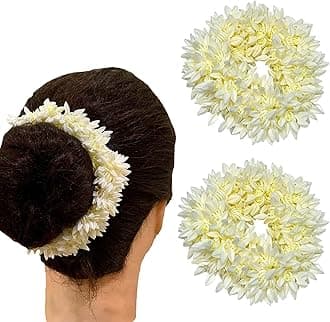 2 Pcs Hair Mogra Scented Rubber Band Gajra Hair Accessories for Women Girls (White) (Free Size (30 GM)