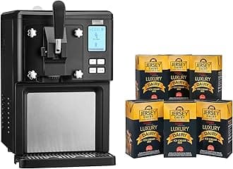 Luxury Soft Serve Ice Cream Maker | 1.5L | Self-Cooling Compressor | Auto Cleaning | Digital Display | Perfect for Whippy Sundaes & Desserts | Includes 6 x 1L Luxury Jersey Mix