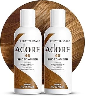 Adore Semi Permanent Hair Color (046 Spiced Amber) (2 Pack) | Vegan & Cruelty-Free Brown Hair Dye | No Ammonia, No Peroxide, No Alcohol | 4 Fl Oz