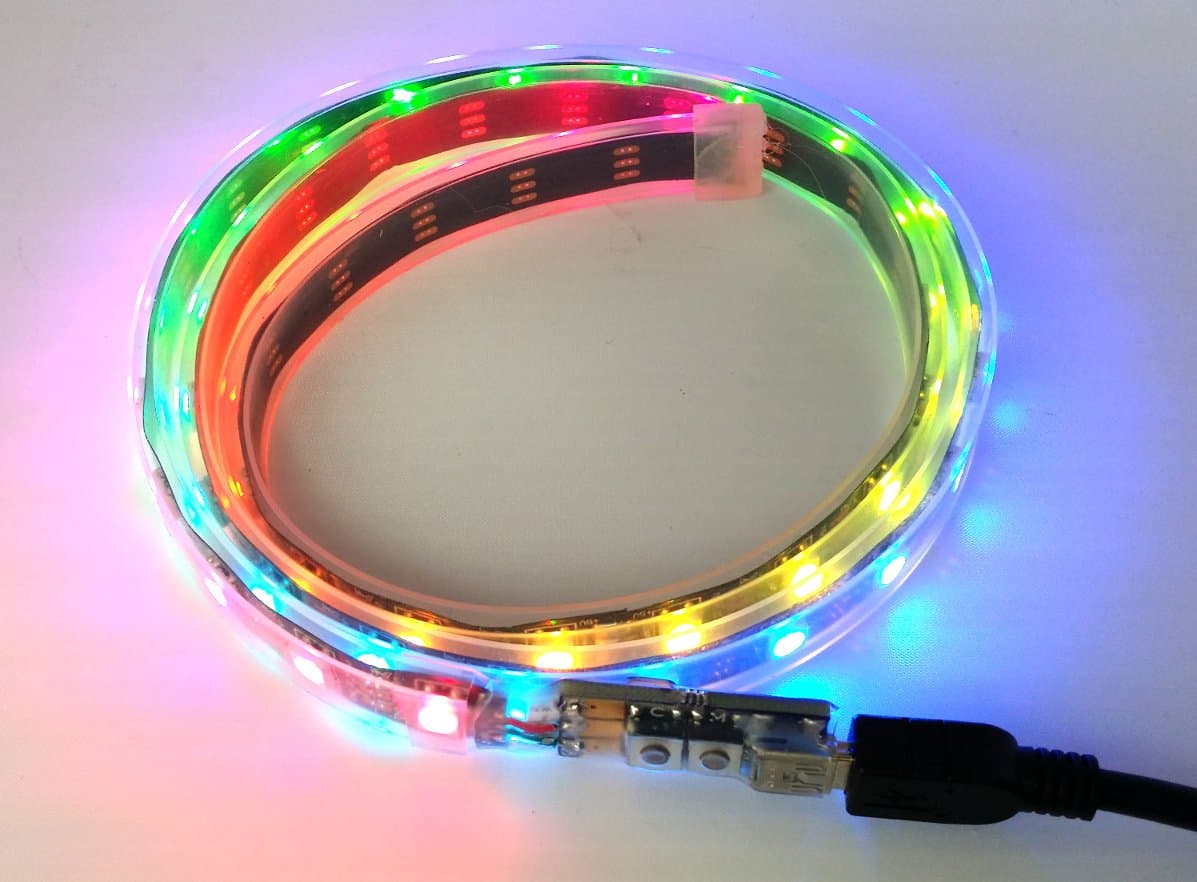 USB-micro WS Basic Controller and Black Strip of 50 Water-Resistant LEDs