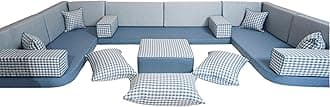 arabicsofa Middle Eastern Moroccan Majlis Seating – U Shaped Arabic Floor Cushion for Living Room – Sectional Sofa Set