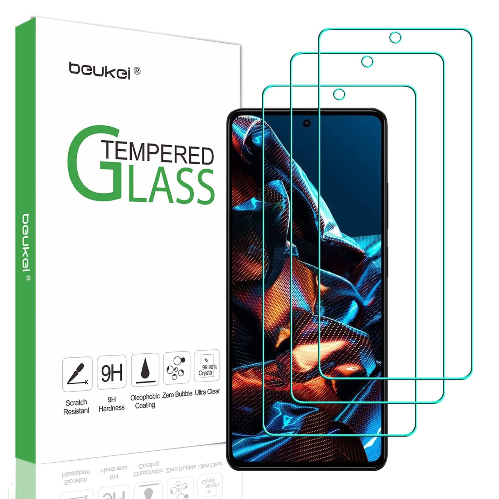 (3 Pack) Compatible for Xiaomi Poco X5 Pro Screen Protector Tempered Glass, Touch Sensitive,Case Friendly, 9H Hardness