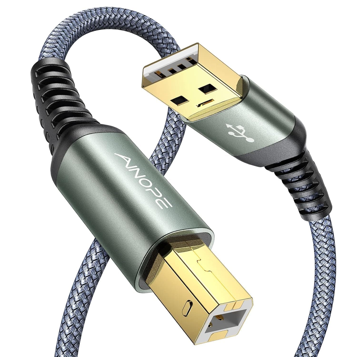 AINOPE USB Printer Cable, 6.6FT/2 Meter USB Printer Cord Never Rupture USB 2.0 Type A Male to B Male Scanner Cord High Speed for HP, Canon, Dell, Epson, Lexmark, Xerox and More