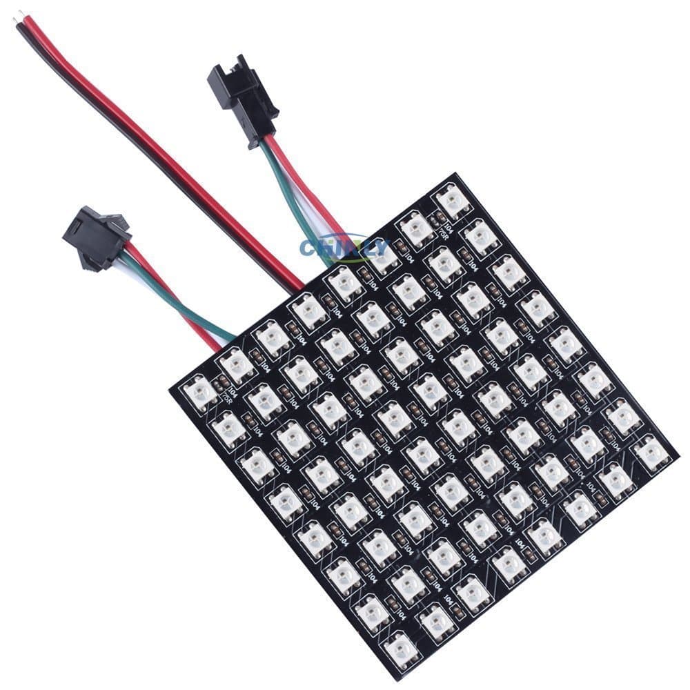 CHINLY 8x8 64 Pixels WS2812B LED Programmed Panel Screen Digital Flexible Individually Addressable DC5V