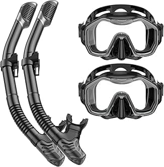 Kwambiri Snorkeling Gear for Adults Kids, Dry-Top Snorkel Set, 180°Panoramic Wide View Diving Mask Breathing Freely Snorkel Mask for Snorkeling Scuba Diving Swimming Travel