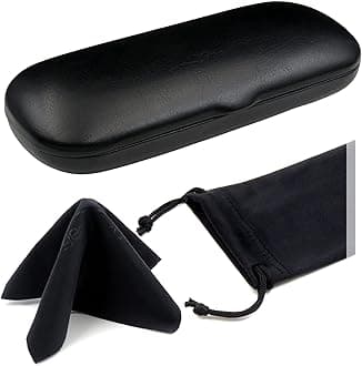 Men Small Glasses case - Eyeglasses Hard Shell Holder Pouch & Cloth-Reading Slim & Narrow Case Heavy Duty