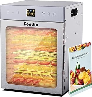 Food Dehydrator for Jerky, 12 Stainless Steel Trays, 1200W Fruit Dehydrator, 24H Timer and 190°F Temperature Control, Overheat Protection, Food Dryer for Jerky, Herbs, Fruit, Dog Treats