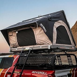 Rooftop Tent, Hardshell Roof Top for 2-4 Person, with Aluminum Telescopic Ladder, LED Strip Light