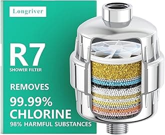 R7 Shower Filter High Put Shower Water Filter for Hard Water 99.99% Remove Chlorine, Heavy Metals, Shower Water Softener, Improve your skin and hair, Bathroom Fixture Hardware Parts, Chrome