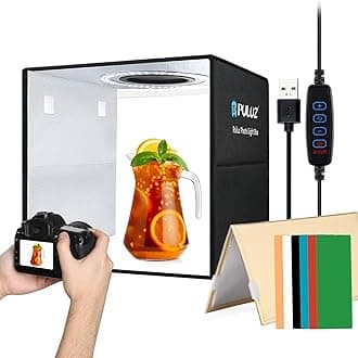 Foldable Photo Studio Light Box 30x30x30cm Portable Mini Shooting Tent Kit with LED Ring Light, CRI97, 6 Color Backdrops & Dimmable Lighting for Jewelry, Product Photography, Online Sellers