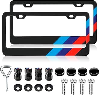 License Plate Frames for BMW Accessories Universal Solid Rust-Proof Aluminum Matte Black License Plate Cover for Front and Rear Car Tags (2 Pcs)