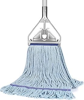 String Mop Heavy Duty for Floor Cleaning- Industrial Commercial Wet Mop with 59inch Mop Handle for Home,Garage,Office, Workshop, Warehouse Floor Cleaning