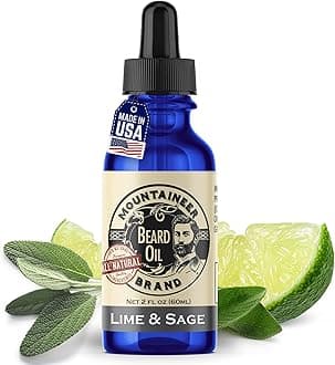 Mountaineer Brand Natural Beard Oil with Lime & Sage Scent | Made in West Virgina | Hydrates, Moisturises, Softens & Conditions for Beard Growth | Treats Dry Itchy Beards for Men | 2oz