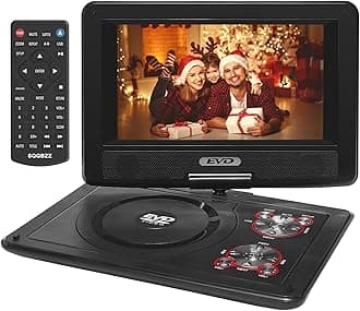 11.5" Portable DVD Player with 9.5" Swivel Screen, 5-Hours Rechargeable Battery,Car DVD Player,Support CD/DVD/SD Card/USB,Regions Free,Dual Speakers, Black…