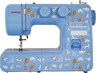 Janome Cat Fancy Easy to Use Sewing Machine with Metal Inner Frame, Coil Diagram, Tutorial Videos, Made with Beginners in Mind, Multicolor