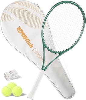 Tennis Racket - Super Value Set with Pre-Strung, Comfortable Handle, 27'' Tennis Racquet for Adults, Includes 3 Tennis Balls, 2 Overgrips and 1 Tennis Bag