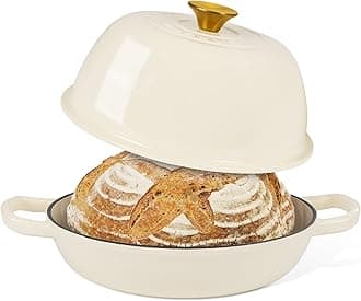 Enamelled Cast Iron Dutch Oven Pot – Dutch Oven For Sourdough Bread Baking – Cast Iron Bread Pot – cream, 6 Quarts, 26cm – by Nuovva