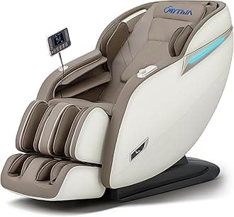 MYTHIA SL Track Massage Chair Recliner, Full Body Massage Chair, Zero Gravity, Bluetooth Speaker, Airbags, Heating, Extendable Footrest and Foot Massage (Beige)
