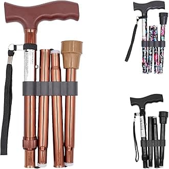PEPE Mobility Foldable Walking Stick for Women and Men, Adjustable Height, Left Or Right Handed, Non-Slip Rubber Tip, Unisex