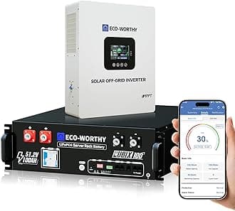 Home Power Station Backup Power,5120Wh LiFePO4 Battery Support Communication,Bluetooth and WiFi,AC 5000W Inverter,1Hr/2.5Hr Fast Charge,for Home Backup,Emergency,Solar System Components