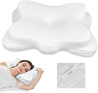Cervical Pillows for Neck Shoulder Pain Relief, Odorless Memory Foam Pillow for Sleeping,Ergonomic Orthopedic Contour Neck Support Bed Pillow for Side Back Stomach Sleeper with Breathable Pillowcase
