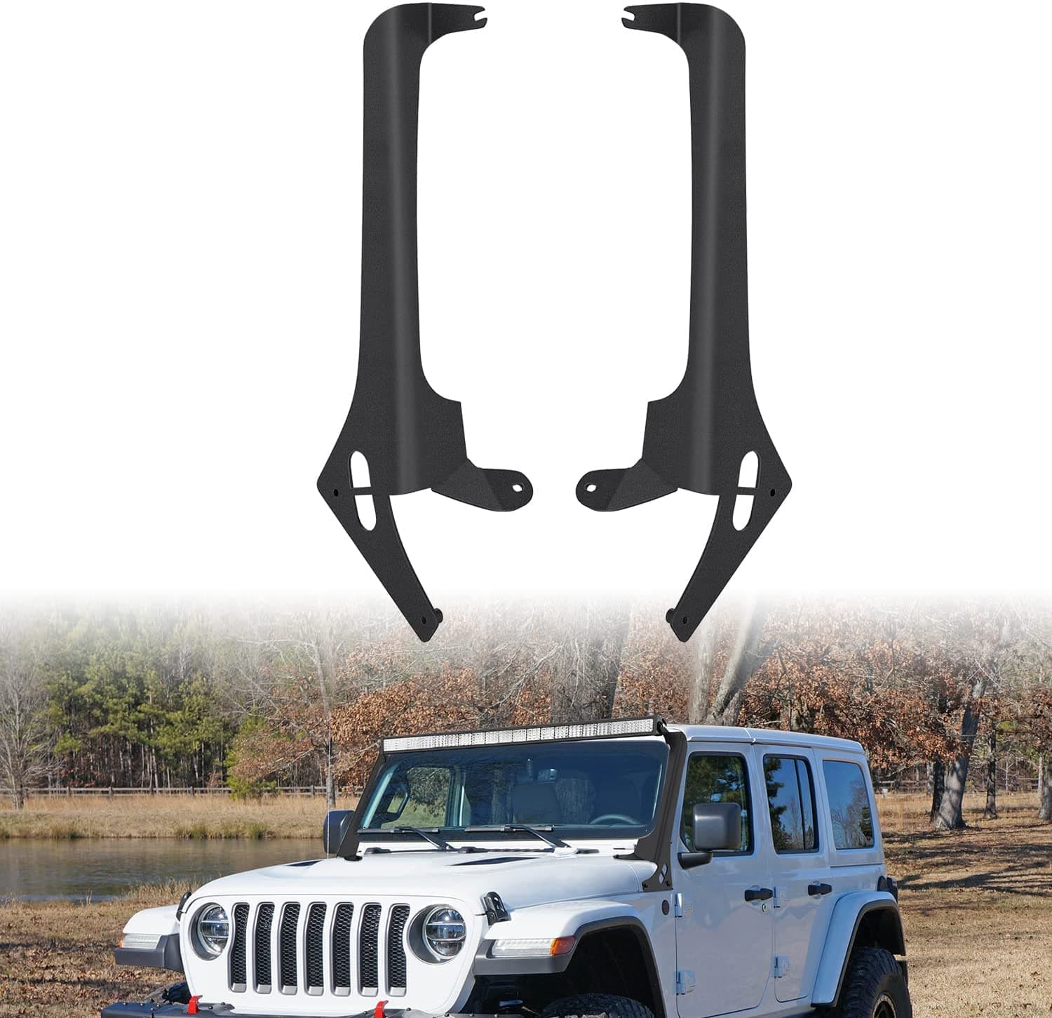 Nilight Windshield Frame Mounting Bracket for 52Inch LED Light Bar for 2018 2019 2020 2021 2022 Wrangler JL/JLU Unlimited, 2 Years Warranty
