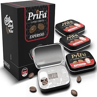 PriFa Pocket Coffee Espresso To Go - Unsweetened Real Coffee Absorbable Lozenge Coffee Candy - Natural Sugar Free Instant Energy Pouches, Caffeine Mints for Keto (Espresso, 4 Tins)