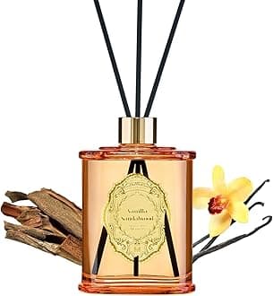 8.4 oz Large Reed Diffuser for Home | Vanilla Sandalwood Scent Home Oil Diffuser with Sticks | Bedroom Bathroom Living Room Decor