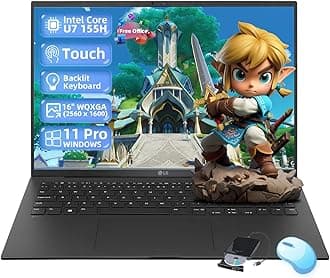 LG Gram 16 Touchscreen Laptop - 16" WQXGA, Intel Evo Core Ultra 7 155H, Intel Arc Graphics, 32GB RAM, 2TB SSD, Backlit KB, Windows 11 Pro, Office Lifetime, w/DVD Drive